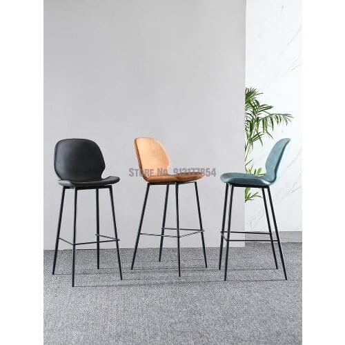 Nordic creative backrest bar chair modern minimalist home bar chair light luxury leisure cafe high chair stool