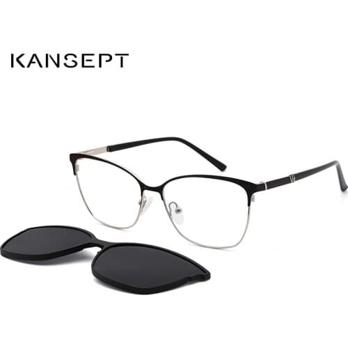 KANSEPT Men Metal Clip On Glasses Magnet Sunglasses Women Polarized Optical Prescription Spectacle Frame 2 In 1 Magnet DP33108