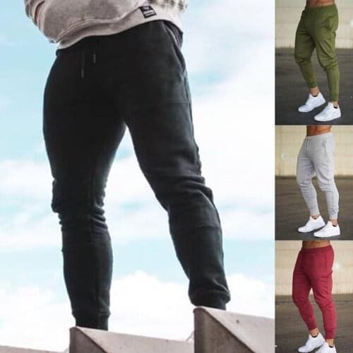 Sports fitness running trousers pure color casual running pants jogers men joggers sweatpants mens korean fashion