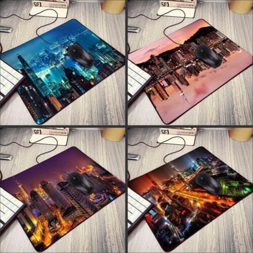 Mairuige High Quality Hong Kong Nightscape Cityscape Office Mice Gamer Soft Mouse Pad Size for 18x22cm 25x29cm Small Mousepad