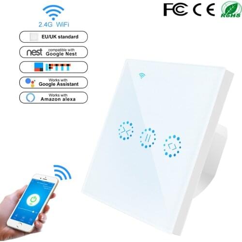 WiFi Roller Shutter Switch WiFi Curtain Blinds Touch Switch Control Garage Door by Alexa Google Home Timer Neutral Wire Needed