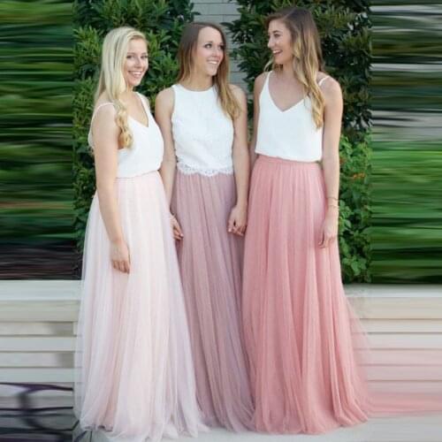 Bridesmaid Skirts Custom Made Nature Waistline A Line Floor Length Full Skirt Soft Tulle Tutu Long Maxi Skirts Women