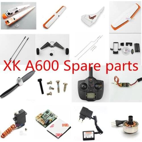 XK A600 RC Airplane Spare parts propellers motor ESC servo Landing rod wing receiver transmitter charger line plastic parts etc