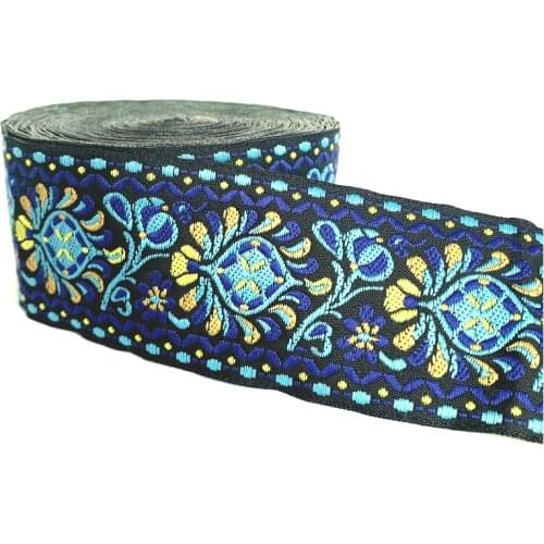 ZERZEEMOOY HOT 2" 5cm 10yard/lot Woven Jacquard Ribbon Trims Flowers Design For Clothing Straps Accessory
