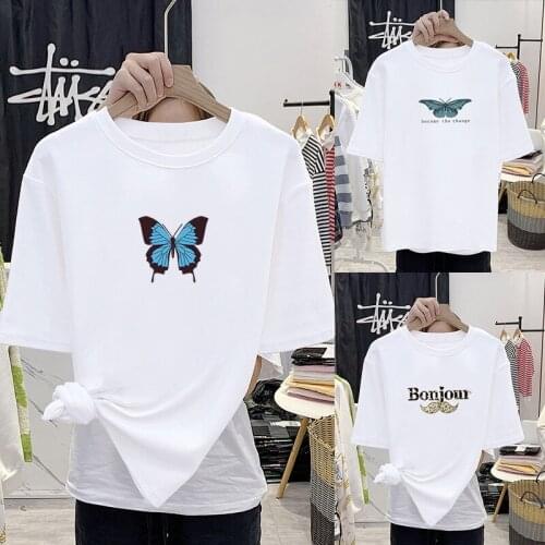 Butterfly Print Fashion Tops Female Clothing 2020 Summer New T-shirt 90s Harajuku Streetwear Womens Round Neck Tee tops Shirts