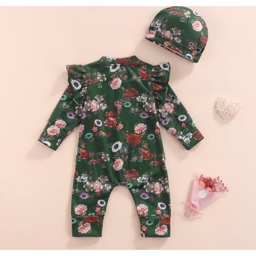 Ma&Baby 0-12M Infant Newborn Baby Girls Jumpsuit Floral Ruffles Romper Long Sleeve Clothes Autumn Spring Costumes D84