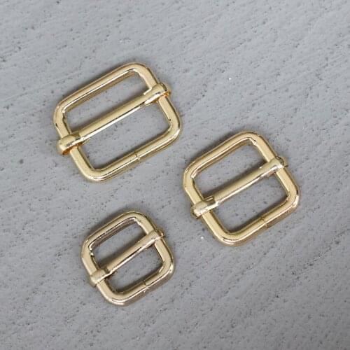 10 Pcs 15/20/25mm Gold Metal Slider Adjustment Buckle Slides Tri-glides Roller Pin Buckles Handbag Strap Slider Adjuster Belt
