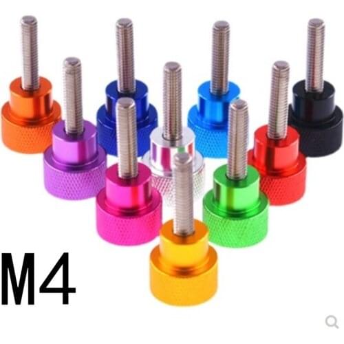 10pcs m4 thread colourful aluminum head stainless steel step hand thumb screw