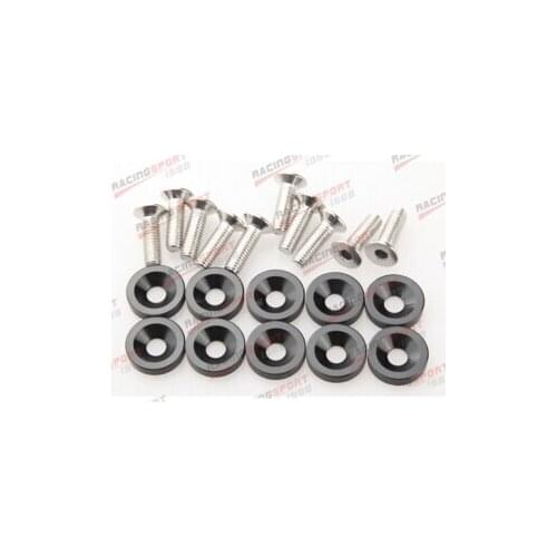 10PCS BILLET ALUMINUM BLACK FENDER/BUMPER/WASHER BOLT ENGINE BAY DRESS UP KIT