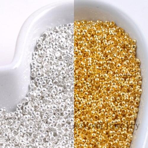 1000Pcs/lot Gold Silver Plated Round Spacer Loose Charms Setting Beads 2 mm Jewelry Free Shipping YKL0378-2mm