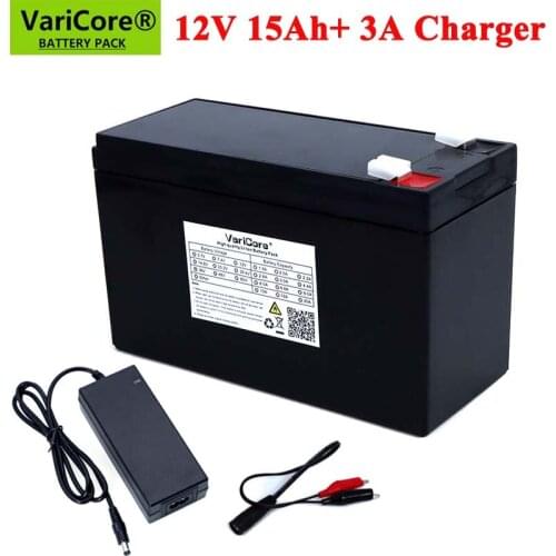 12V 15Ah 18650 lithium battery pack built-in 10A 20A sprayer surveillance camera backup power solar battery +12.6V 3A Charger