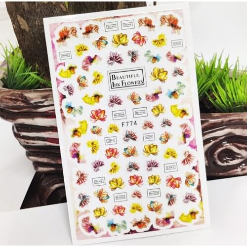 3D Nail Stickers Beautiful Flowers Love Letter Stickers for Nails Self-Adhesive Design Sticker for Manicure Nail Art Decoration