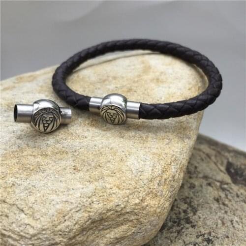 5mm Hole 316l Stainless steel Forest Animal King Lion Magnetic Clasp Connectors Charm Bracelet Magnet Buckle Jewelry Findings