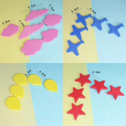 5pcs/set Wire Foam Stars balloon Plane Cake Toppers Decorations Happy Childrens Day Party for Valentine Graduation Baking Gifts