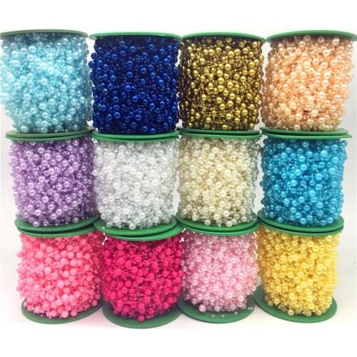 5yards/Lot 8mm Beads Fishing Line Artificial Pearls Beads Chain Garland Flowers Wedding Party Decoration Brides Headgear