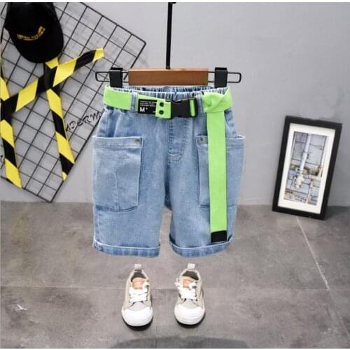 2020 new summer Boys shorts Boys pants childrens denim clothes knee length kids casual cotton letter trousers 2-7years