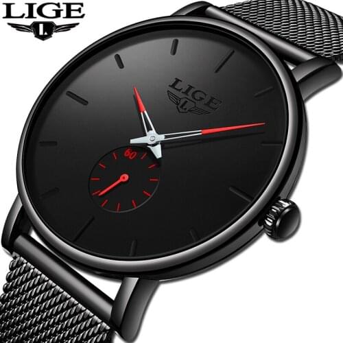 LIGE NEW Mens Watches Business 2019 Fashion Classic Quartz Stainless Steel Watch Men Casual Sport Watch relogio masculino+ Gift