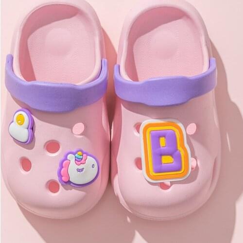 New Summer Children Letter Clogs Kids Garden Shoes Girl Boy Beach Shoe Candy Color Hole Baby Shoes Croc Sandals Toddler Slippers