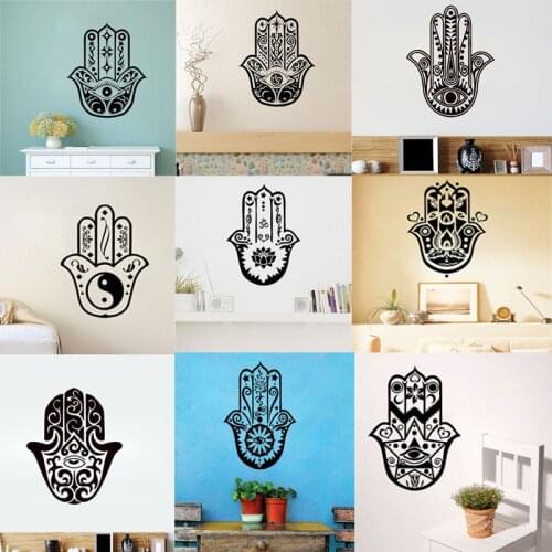 Hamsa Hand Wall Sticker Fatima Yoga Indian Buddha Home Decor Vinyl Art Murals For Living Room Bedroom Removable Wallpaper