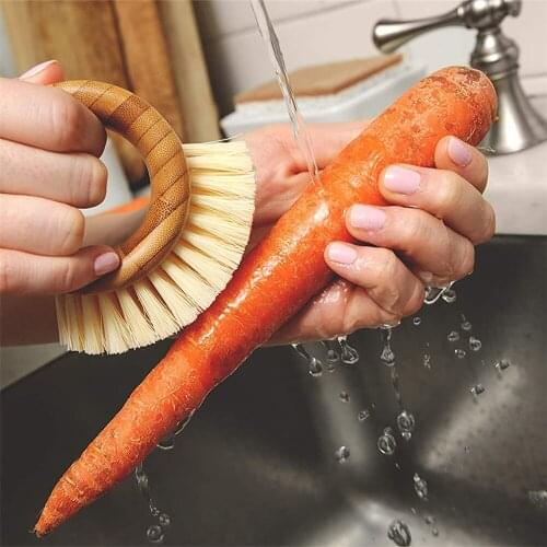 Fruit and Vegetable tool The Ring 2 in 1 Mushroom Cleaning Brush Creative Bamboo Scrubber kitchen gadget and accessories tool