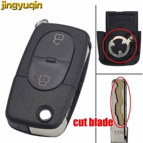 Jingyuqin Cut Blade CR1620 Battery Holder 2 Button Flip Remote Car Key Case Shell Fob For Audi A2 A3 A4 A6 Old Models