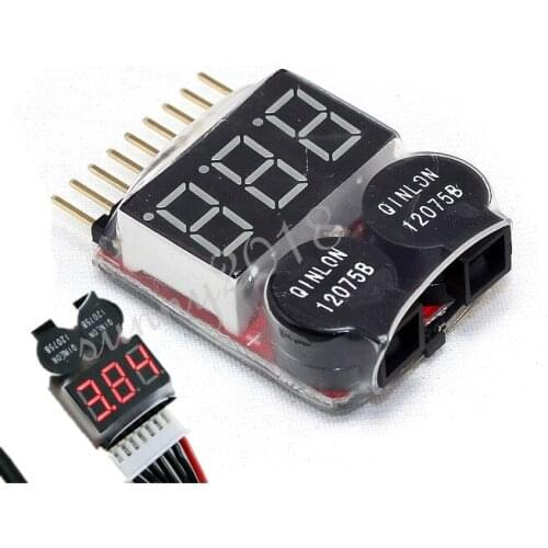 New 2in1 1-8S Lithium Lipo Battery Power Monitor BB Ring Adjustable Alarm Low Voltage detection for Rc Helicopter Boat Car