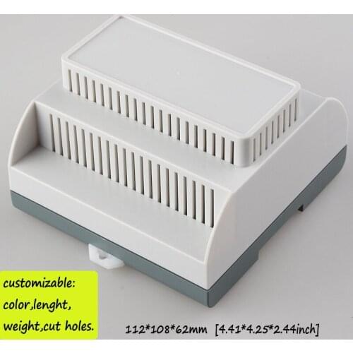 Din rail enclosure junction box electronic instrument cases diy small din rail box for pcb abs Flame retardant box 112*108*62mm