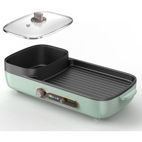 2 in 1 Barbecue Hot Pot Electric 1600W 220V Multi-Function Home Party Non Stick Grill Pan