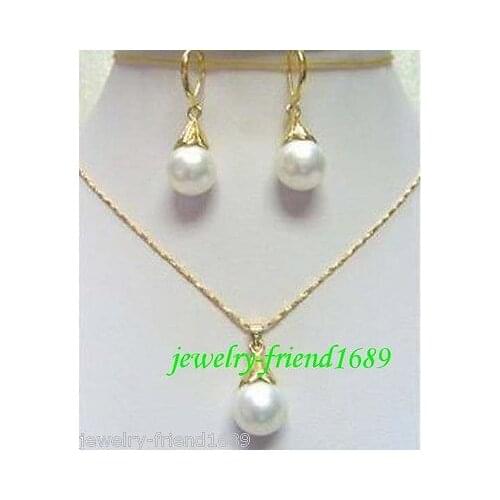 Prett wholesale choker jewelry sets for women anime Wedding Shell Pearl pendant earrings set AAA Plated gold Bridal wide