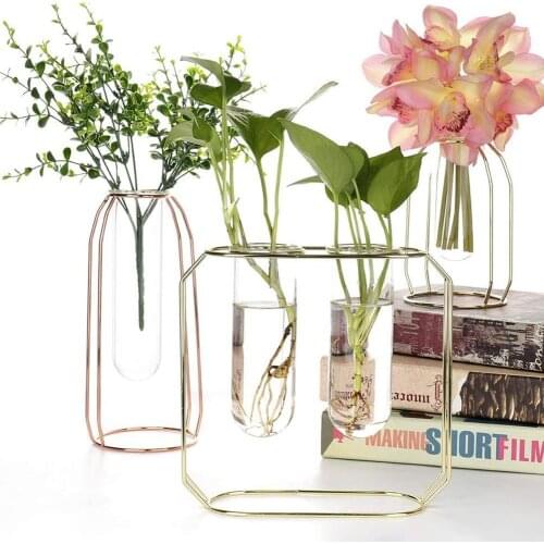 Nordic Metal Stand Test Tube Vase Plant Flower Pot Hydroponic Planter Home Decor