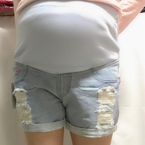 2020 New Casual Hole Summer Maternity Shorts Pregnancy Denim Belly Jeans Capris Pants For Pregnant Women