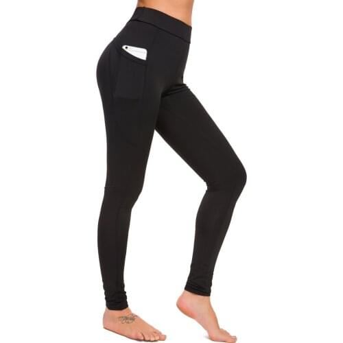 High Waist solid color yoga pants Gym Tights sport leggings phone pocket Women Stretchy Fitness Leggings Workout running pants