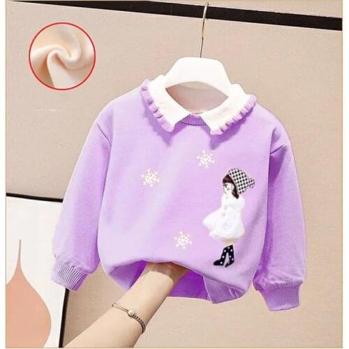 Autumn Winter Girls Sweatshirt Little Girls Bottoming Shirt Childrens Baby Lapel Collar Casual Velvet Warm Top 0-7Y