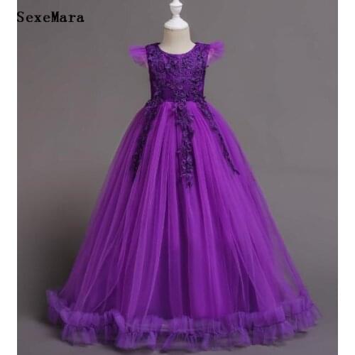 Flower Girls Dress Children Little Princess Wedding Party Dress Kids Birthday Party Gown Vestidos 2 4 6 8 10 12 14T