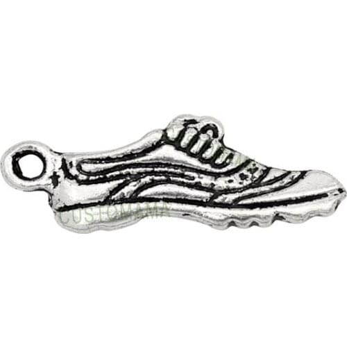 70pcs-Antique Silver Running Shoe Charms Pendant 24x9mm