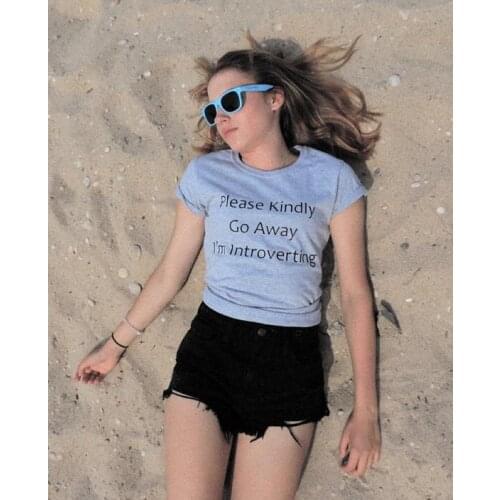 Please Kindly Go Away I Am introverting Tshirt Tumblr saying quote Shirt Grunge women fashion sarcasm slogan tees cotton shirt