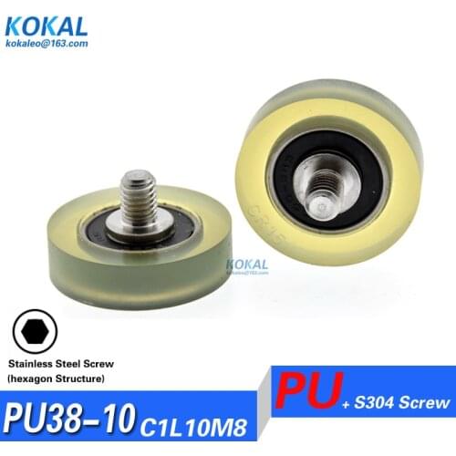 [PU1038-10]1PCS/LOT outer diameter 38mm medical equipment TPU PU External thread external screw thread M8*38*10mm bearing wheel