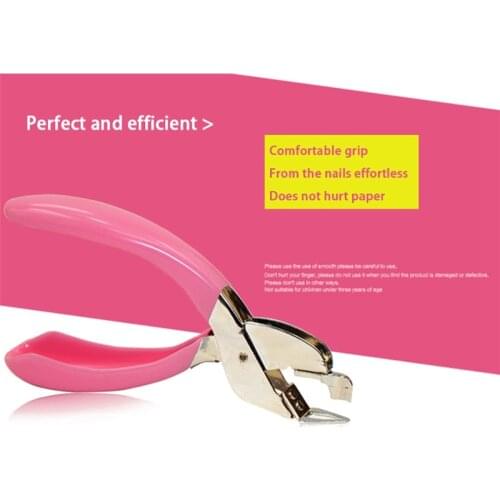 Handheld Staple Remover Lifter Opener Spring-loaded Staple Puller for Office School Home Use (Pink)