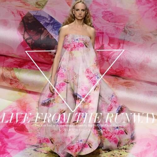 Silk organza satin fabric digital inkjet silk organza fabric transparent crisp silk fabric for dress natural silk fabric cloth