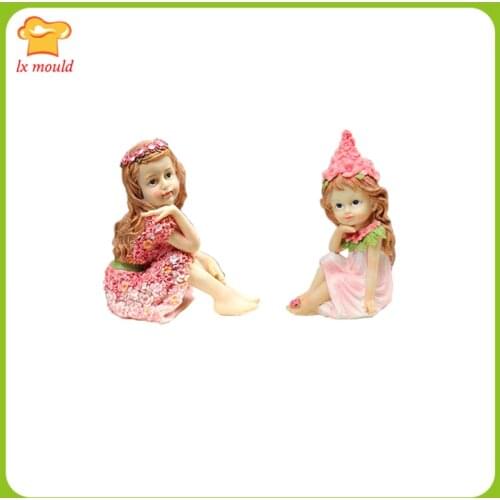 New Flower Fairy SiliconeMold Handmade Fudge Chocolate Candy Soap Resin Candle Mould Sitting Girl