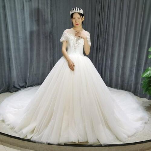 SL-8078 elegant ball gown wedding dress 2020 long tulle bride gowns dress wedding women lace plus size princess wedding dreeses