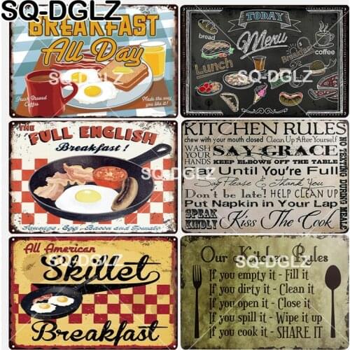 [SQ-DGLZ] New Delicious Breakfast Tin Sign Wall Decor Kitchen Metal Crafts Painting Plaques Bathroom Rules Art Poster