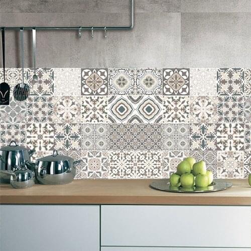 Portuguese-Style Patterned Tile Stickers Washbasin Stickers Bathroom PVC Kitchen Floor Tile Stickers That Peel Off Self-Adhesive