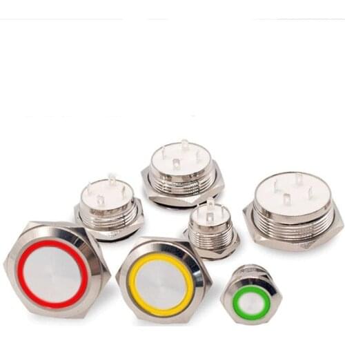 12/16/19/22/25mm ultra short metal button touch switch micro travel self reset inching ultra thin waterproof ring light