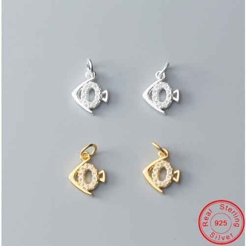 UQBing Wholesale Athentic 925 Sterling Silver Crystal Rhinestone Fish Charms DIY Bracelets Necklaces Jewelry Making Findings