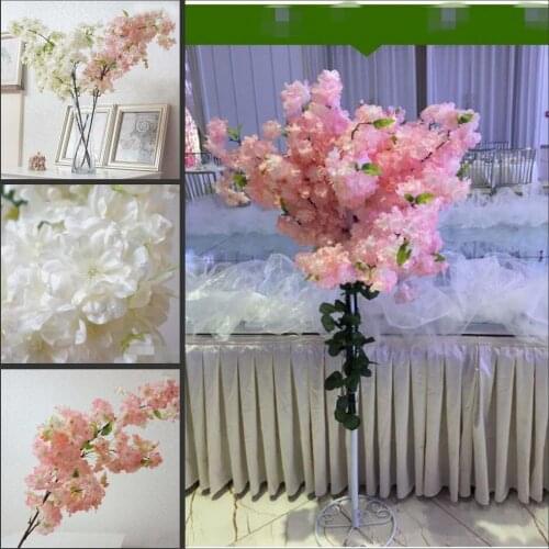 4 fork Fake Cherry Blossom Flower Branch Begonia Sakura Tree Stem for Event Wedding Tree Decor Artificial Decorative Flower