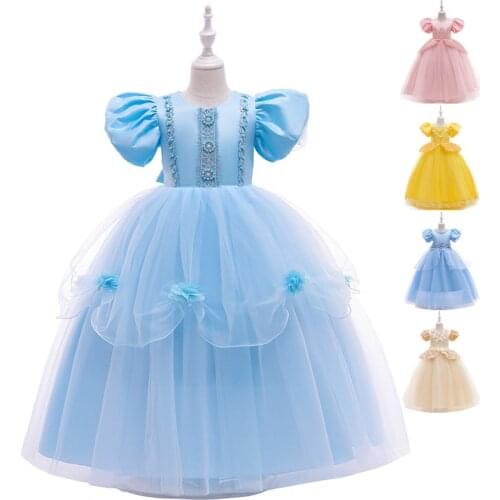 4-10 Years Girls Cospaly Dress Kids Carnival New Princess Costume Children Birthday Party Frocks Clothes