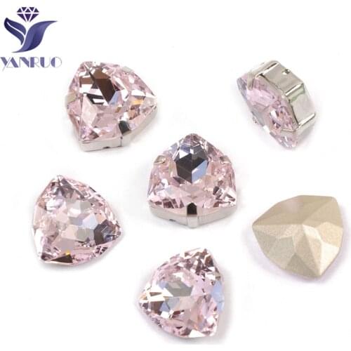 YANRUO 4706 Triangle Light Rose Shiny Glass Stones Sewing Crystals Rhinestones Diamond Gems Stones Strass Jewelry For Dress
