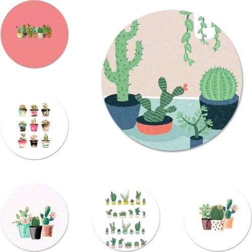 Tropical Plants Cactus Banana Leaves Icons Pins Badge Decoration Brooches Metal Badges For Backpack Decoration 58mm