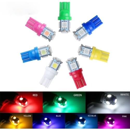 10pcs 5050 5smd t10 194 147 168 Led Car Light Auto Styling Lamp Instrument Bulb Green Blue Yellow Multi Color 12V License Lights